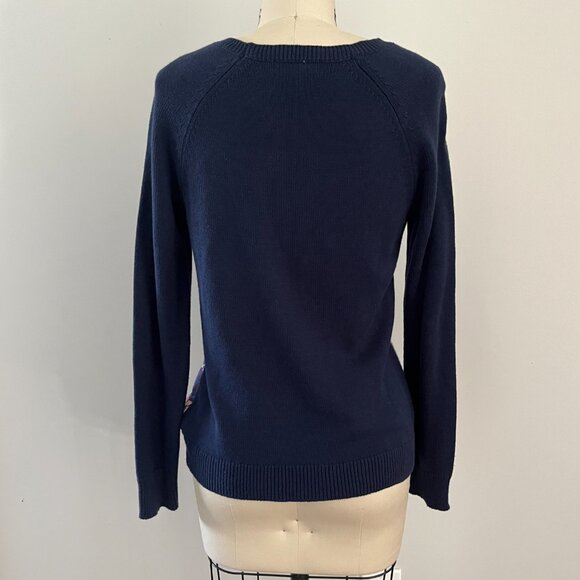 Chaps Fair Isle Crewneck Raglan Sweater Blue Pink Purple Aztec Geometric Small - Picture 3 of 8